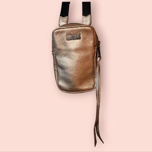 Aimee Kestenberg Rose Gold Leather Just Saying Crossbody Bag Metallic Designer